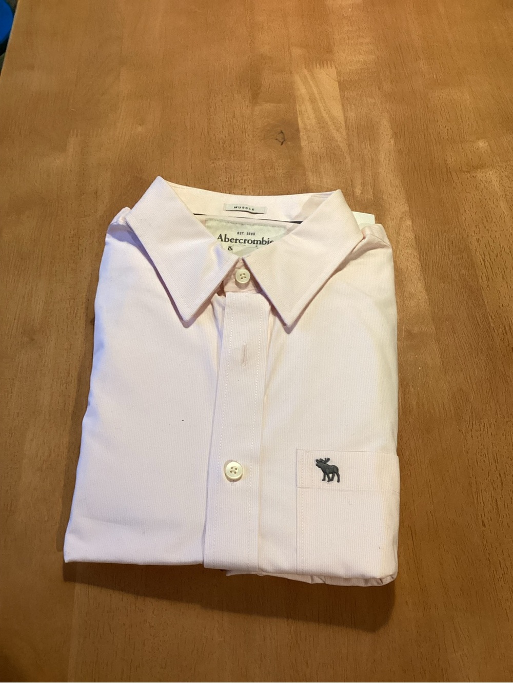 Abercrombie & Fitch Men's Pale Pink Button-Down Shirt